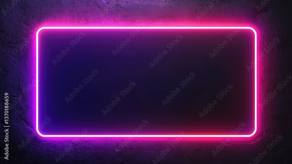 Poster vibrant neon frame against dark background for creative display and artistic presentations in digita