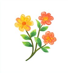 Simple Floral Illustration on White Background