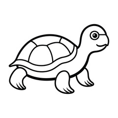 Simple Line Drawing of a Smiling Turtle for Coloring
