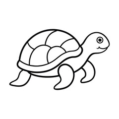 Simple Line Drawing of a Smiling Turtle for Coloring
