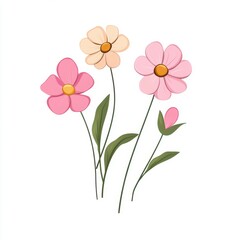 Naklejka premium Simple Floral Illustration on White Background