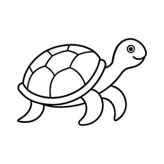 Simple Line Drawing of a Smiling Turtle for Coloring
