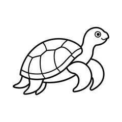 Simple Line Drawing of a Smiling Turtle for Coloring
