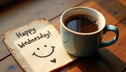 Happy Wednesday Note with Coffee Cup