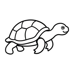 Simple Line Drawing of a Smiling Turtle for Coloring
