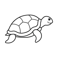 Simple Line Drawing of a Smiling Turtle for Coloring
