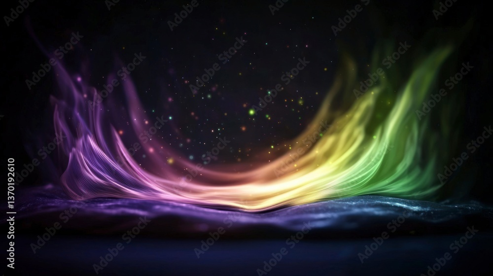 Aufkleber abstract colorful light waves flowing over dark surface background image
