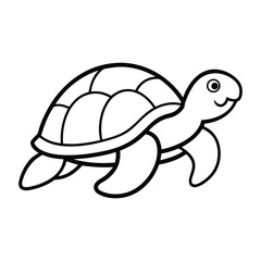 Simple Line Drawing of a Smiling Turtle for Coloring
