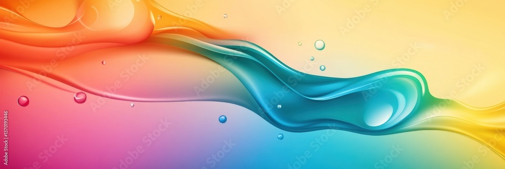Poster Dynamic flow of fresh groceries illustrated in vibrant colors and smooth gradients on an abstract background Generative AI