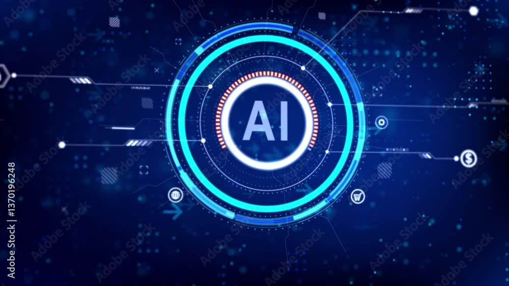 Poster ai artificial intelligence technology concept with line and basic shape elements. ai technology abst
