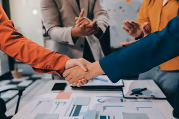 Business handshake for teamwork of business merger and acquisition,successful negotiate,hand...