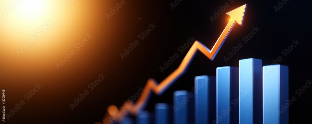 Poster a dynamic graph shows increasing data trends with a bright background, symbolizing growth and progre