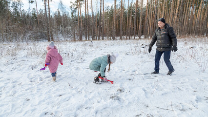 snowball fight in snowy winter park