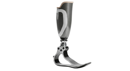 Modern prosthetic leg elegantly crafted against a clean white background