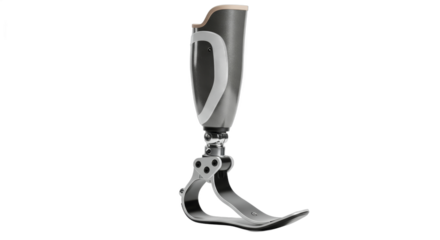 Modern prosthetic leg elegantly crafted against a clean white background