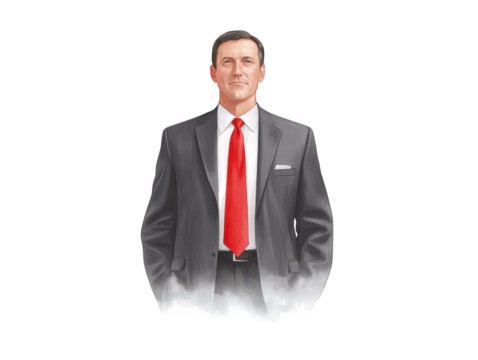 Confident businessman in formal suit and red tie, a portrait of professional success