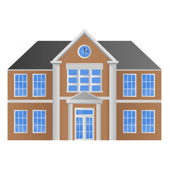 School Building Front View Vector. Outdoor School Building Elements. School Building Icon.