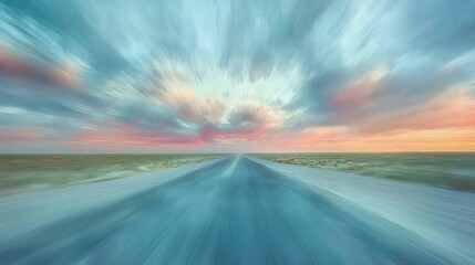 Stunning Sunset Over Scenic Open Road with Colorful Sky Effects