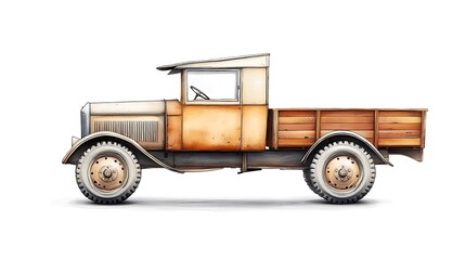 Naklejka premium Vintage Truck for Side Profile, White Background.