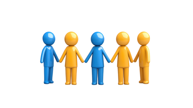 Three individuals stand together in a harmonious row, study in composition and unity