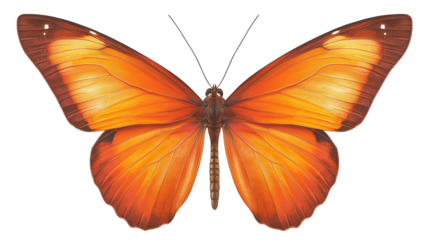 Magnificent orange butterfly, a closeup look at the intricate wing patterns and vibrant colors of delicate insect in nature
