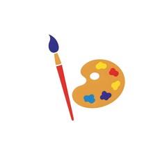 Paintbrush and palette creating vibrant artwork