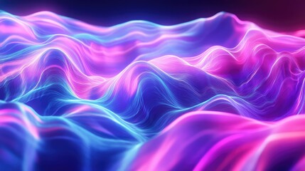 Obraz premium Vibrant Abstract Waves of Light in Smooth Motion, Showcasing Dynamic Flow Patterns and Colorful Gradients Against a Dark Background for Creative Visual Use