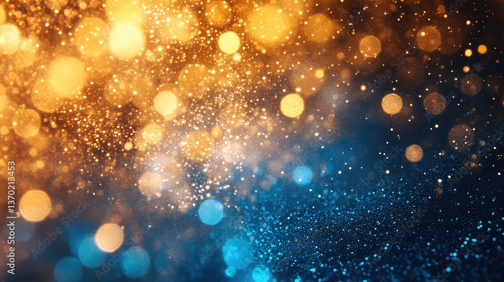 Poster vibrant sparkling background with golden and blue bokeh lights creating an atmospheric effect for cr