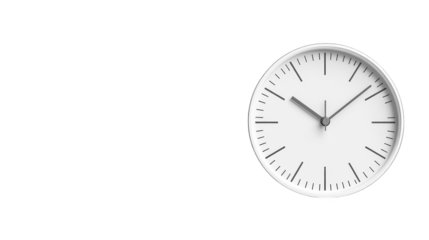 Timeless elegance, classic white clock face with black hands minimalist design