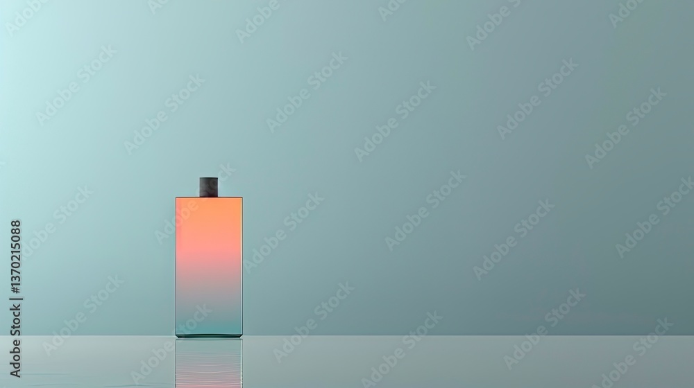 Poster illuminated rectangular object on light mint background