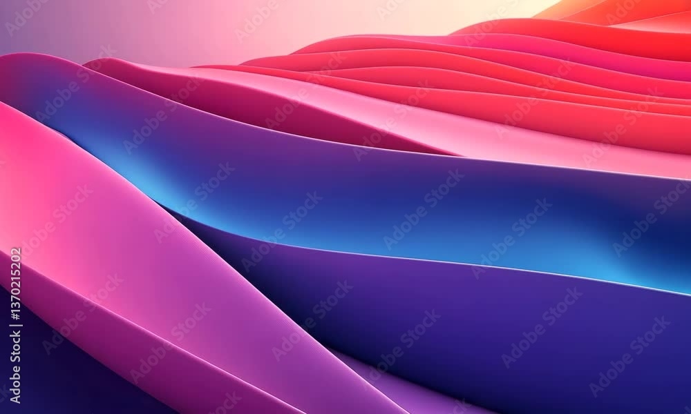 Poster abstract animation of undulating ribbons with soft pastel colors and smooth motion