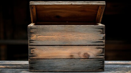 Open wooden crate, rustic charm