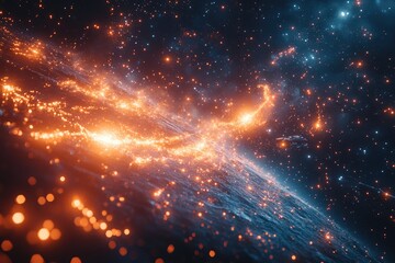 Obraz premium A cosmic view of space with sparkling celestial bodies depicted