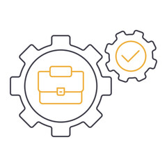 Gear Briefcase Icon. Business Settings and Work Configuration Symbol. Illustration for Corporate Tools Concept.