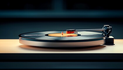 Obraz premium Vinyl Record Player Spinning for Dark Room.