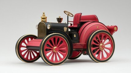 Vintage Red and Black Tractor 3D Render