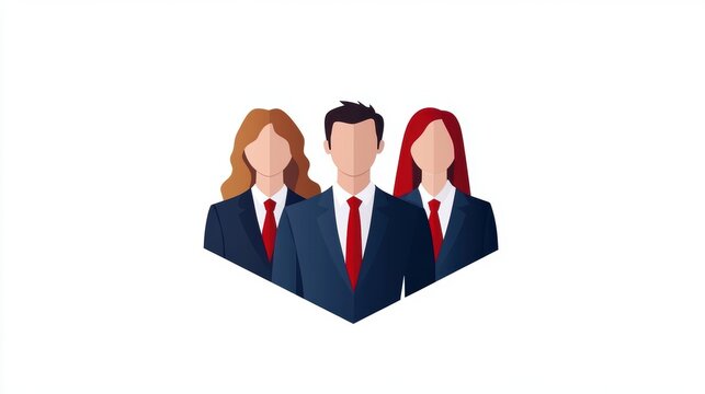 A professional illustration featuring three diverse business professionals in suits, ideal for corporate presentations, websites, or articles focused on teamwork, leadership, and career development,