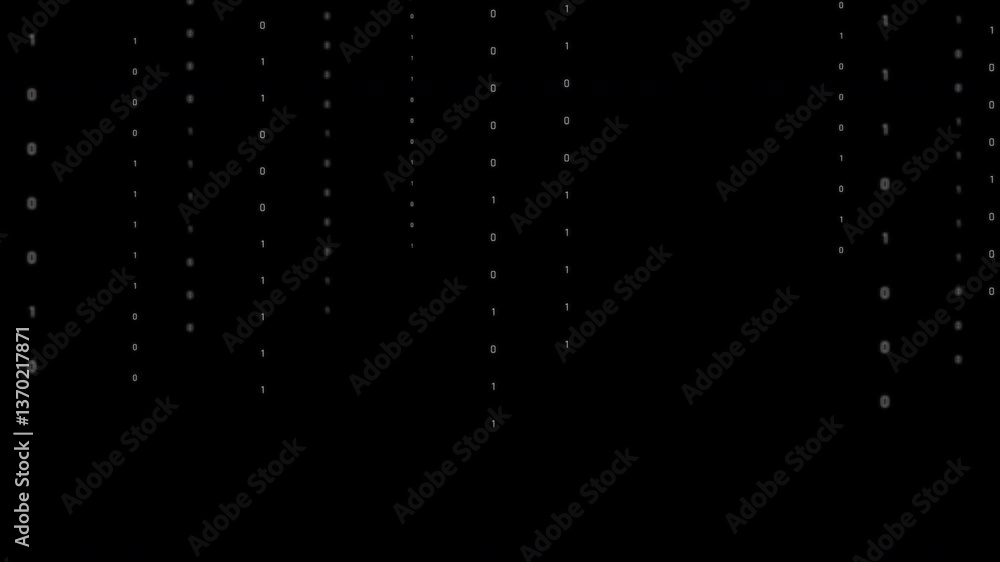 Poster abstract background animation of digital binary number 0 1 matrix drop video overlay template for te