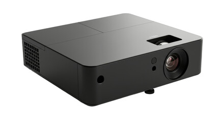 Obraz premium Sleek black projector casting innovation in focused detail against white background