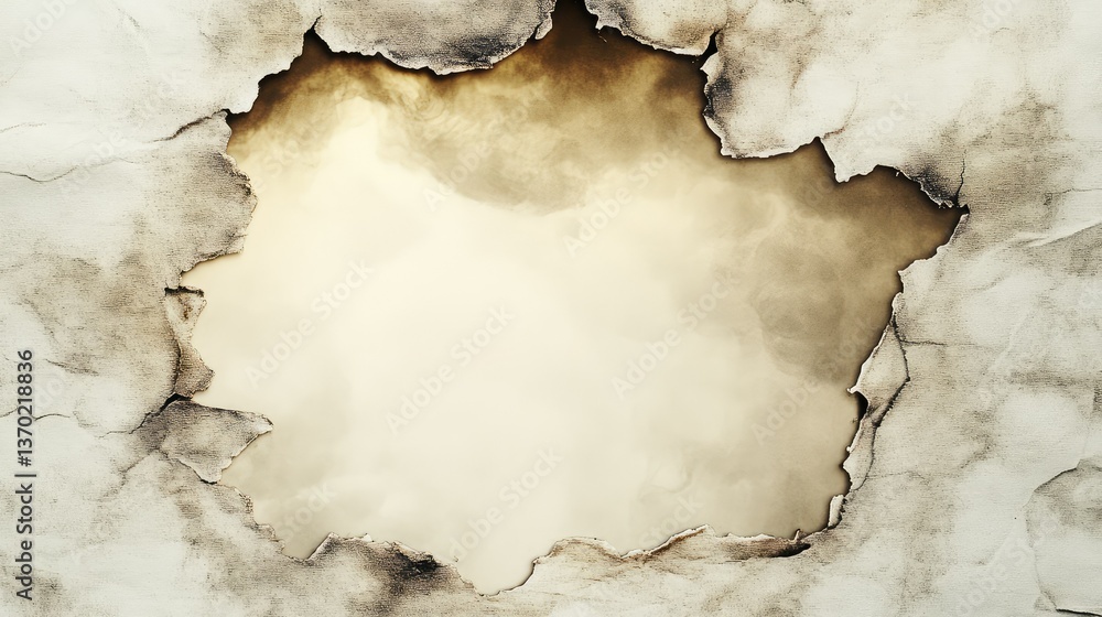 Poster torn paper texture with artistic background peeking through for creative projects, applications, and