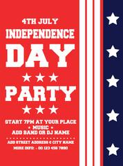 Independence day party poster flyer or social media post design