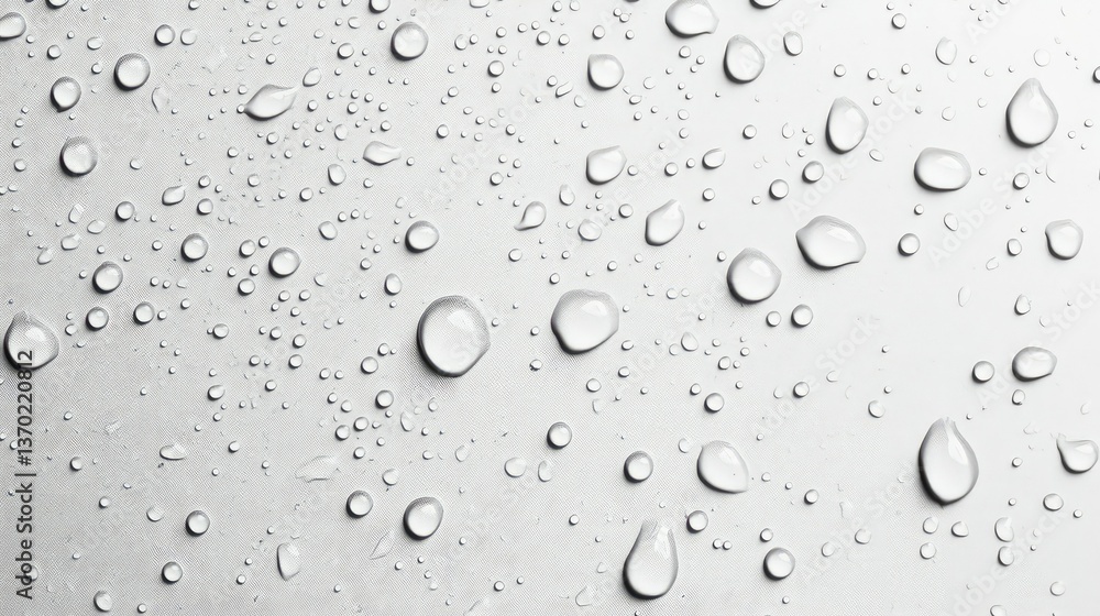 Poster close-up view of water droplets on smooth surface with soft lighting, creating an elegant and refres
