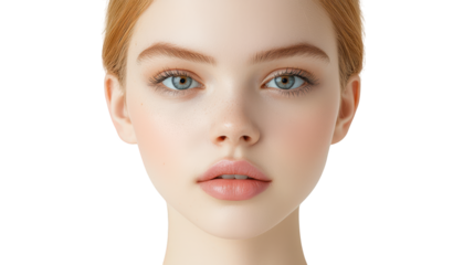 Mesmerizing blue eyes and soft pink lips, a closeup beauty portrait of woman closeup