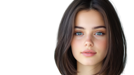 Captivating portrait of a woman against dramatic black backdrop