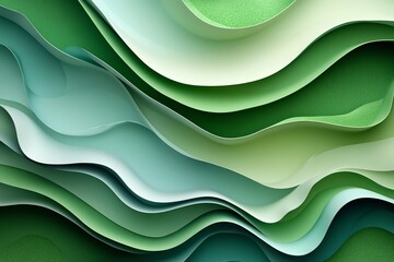 Abstract Green PaperCarved Background Nature-Inspired Wavy Shapes and Smooth Texture