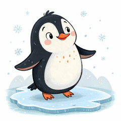 Naklejka premium Cute Penguin Illustration | Winter Animal Image on white background