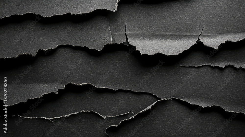 Poster dark torn paper background with textured layers and sharp edges, ideal for creative designs or graph