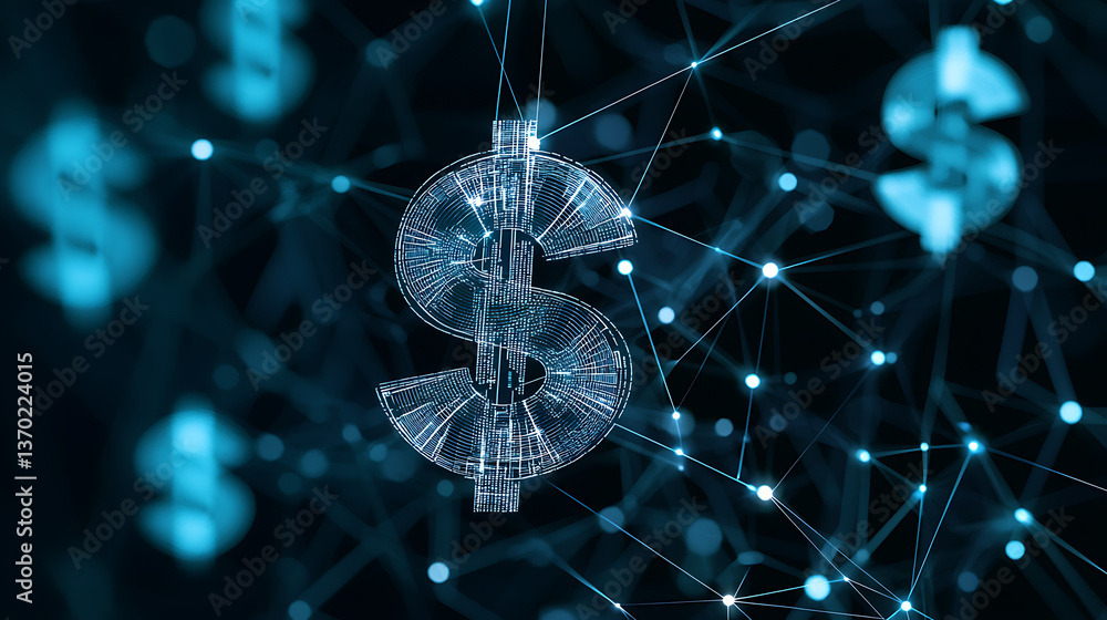 Poster financial innovation event digital currency trends in business global network visual data analysis