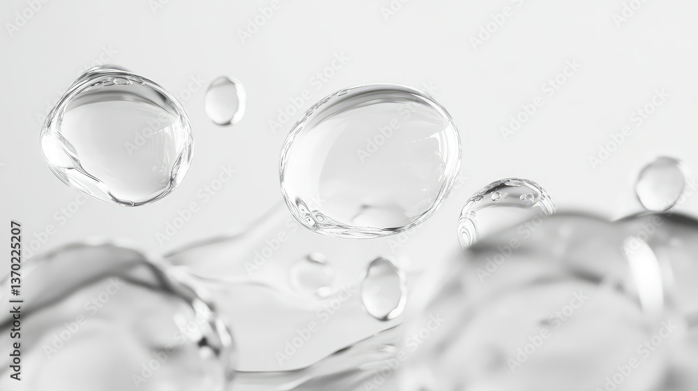 Poster clear water droplets on soft background creating an elegant and minimalistic visual experience for b