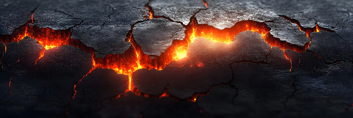 Lava Flows Through Cracked Earth Intensely